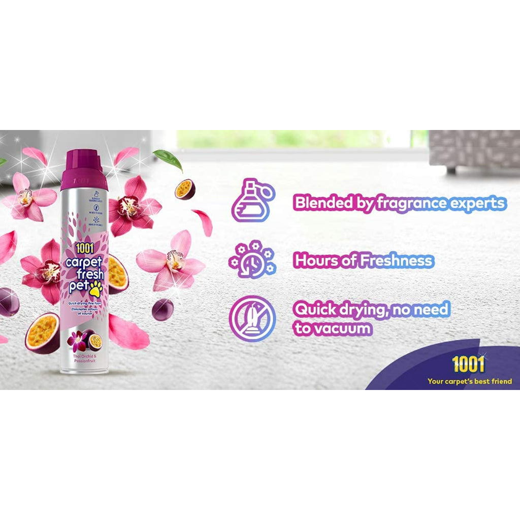 1001 Carpet Fresh Pet Thai Orchid & Passion Fruit Freshening Fragrance Pet Odour